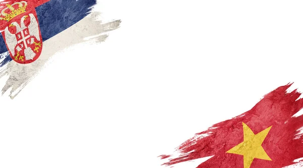 Прапори Сербії та В "єтнаму на білому тлі — стокове фото